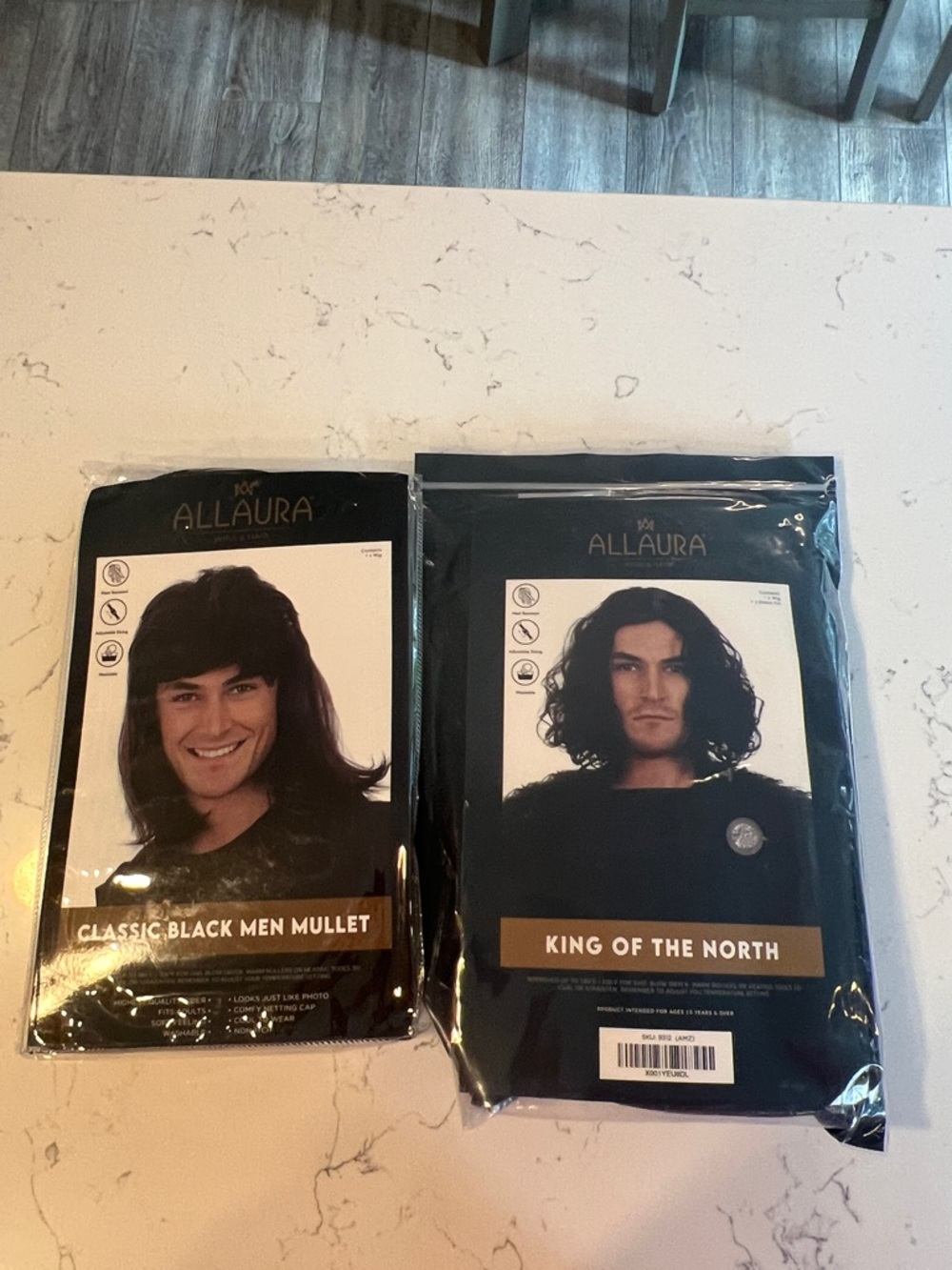 Set of 2 :Classic Black Men Mullet Wig - Black King of North Wig- Black